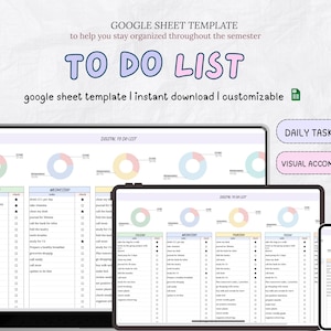To Do List Weekly Task Tracker Daily Task Tracker Spreadsheet Checklist Template Googlesheets Digital To Do List Productivity Planner