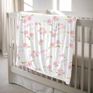 Personalized Floral Baby Blanket: Soft Fleece Nursery Throw (30x40in