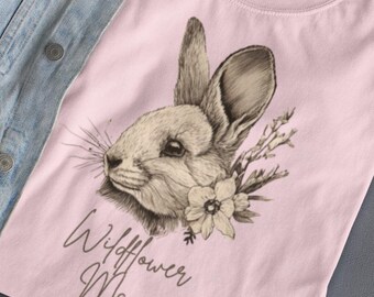 Cute Bunny Shirt for Women, Floral Rabbit Tee, Wildflower Mama Shirt, Bunny Lover Gift