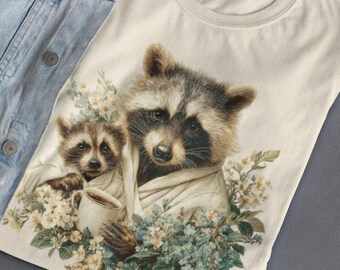 Raccoon Floral Shirt, Cute Animal Mom Tee, Mothers Day Tee, Gift for Her Shirt, Nature Lover Mom Gift