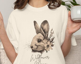 Mothers Day Bunny Shirt, Floral Rabbit Mom Tee, Wildflower Mama Gift, Cute Spring Shirt for Women