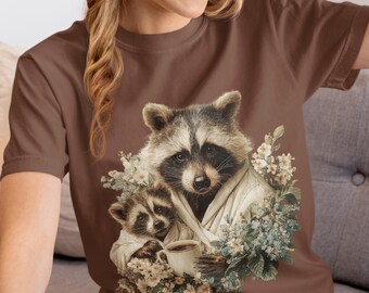 Mothers Day Gift Shirt, Cute Mom Shirt, Floral Raccoon Tee, Gift for Mom, Mama Graphic Tee, Best Mom Gift