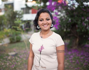 Pink Gladiolus Birth Flower T-Shirt | Romantic Anniversary Gift for Her