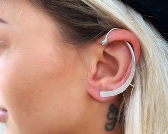 Silver Hammered Ear Climber Earrings