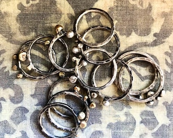 Sterling Silver Hammered Stackable Rings