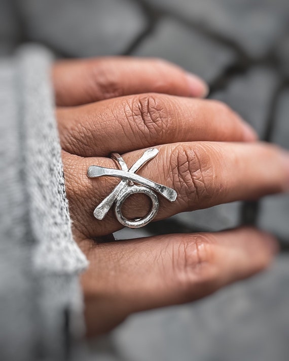 Sterling Silver XO Ring – Hug Kiss Symbol – Handmade Friendship