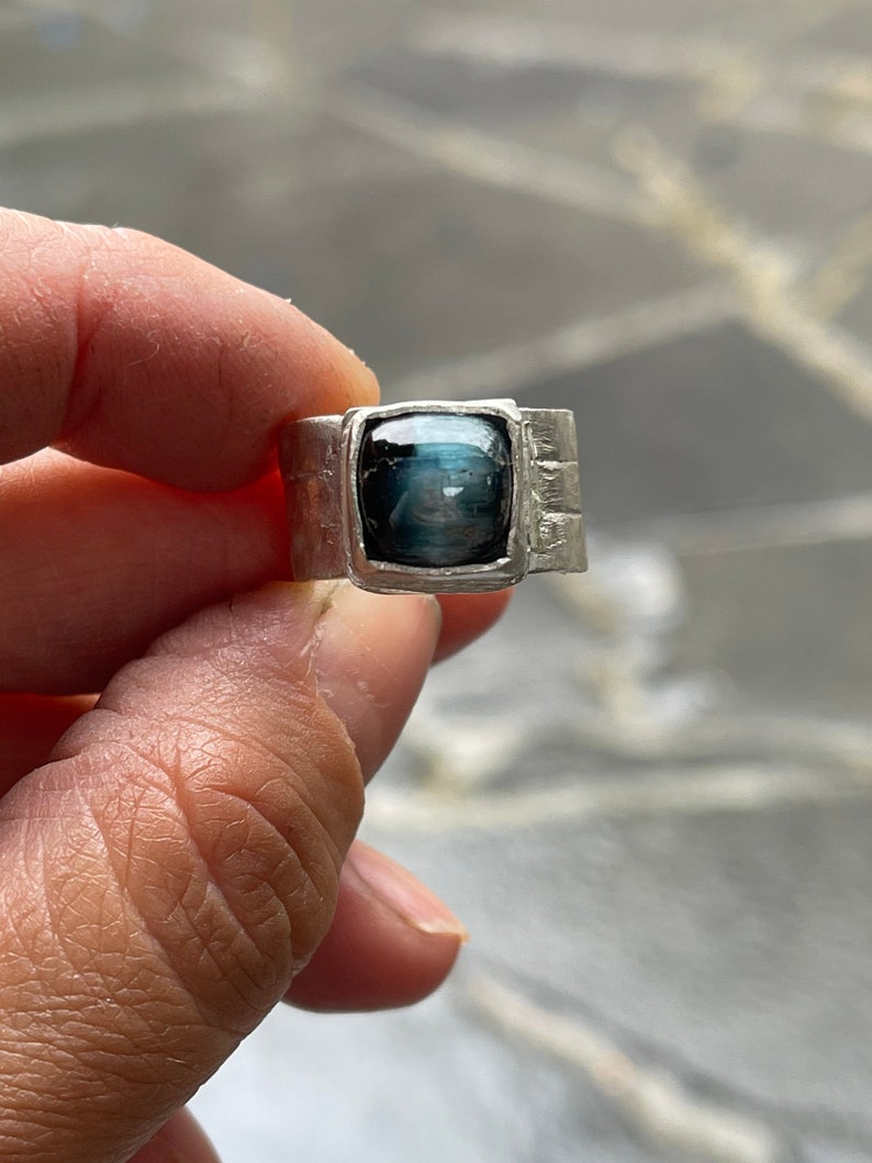 Blue Denim Tourmaline Custom Made Artisan Rings image 4