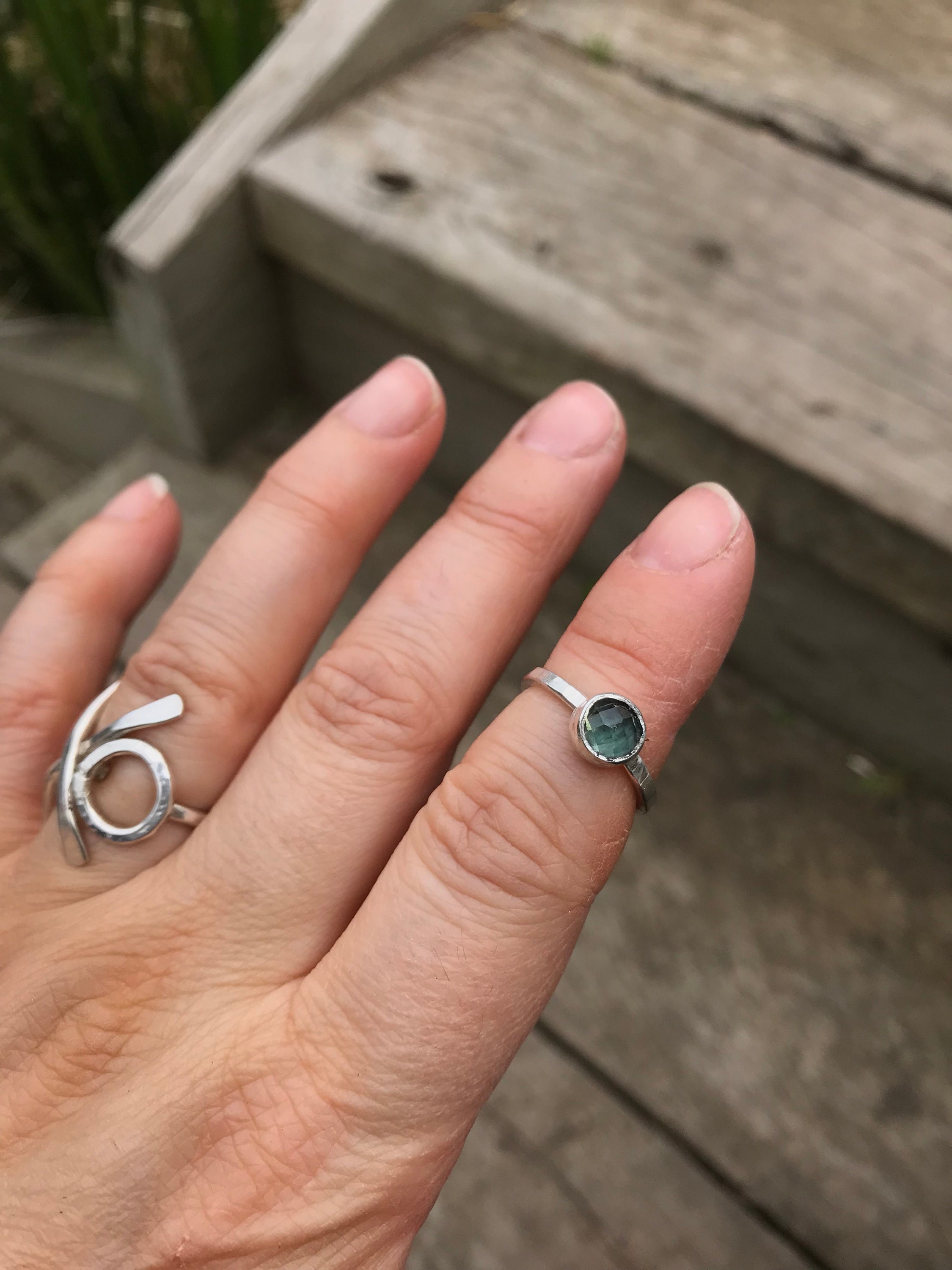 Green Gemstone Stacking Silver Ring Sterling Silver Etsy