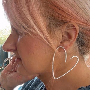 Statement Love Heart Hoop Earrings – Bold Silver Hoops, Large Love Heart Design, 3 Sizes Available