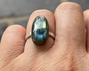 Labradorite Oval Custom Made Artisan Ring