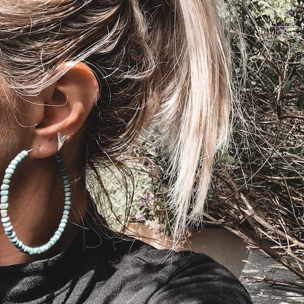 Large Beaded Classic Hoop Earrings