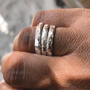 Hammered Unique Sterling Silver Stackable Rings