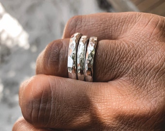 Hammered Unique Sterling Silver Stackable Rings