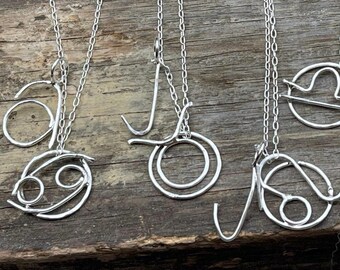 Sterling Silver Zodiac Necklace: Horoscope Astrology Charm Pendant