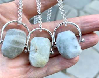 Raw Birthstone Moonstone Necklace