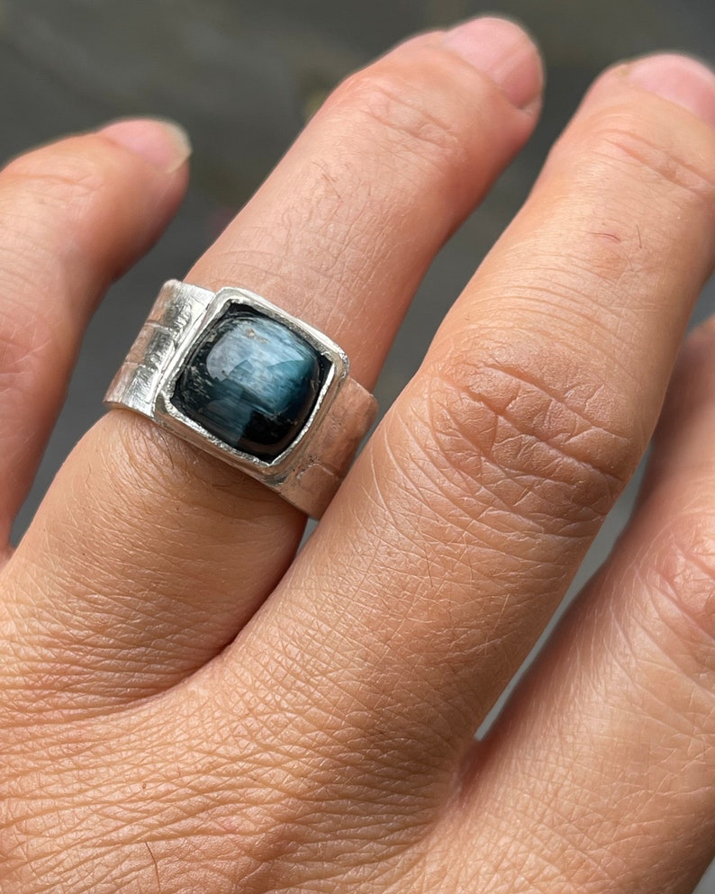 Blue Denim Tourmaline Custom Made Artisan Rings image 2