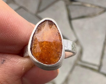 Orange Moss Kyanite Custom Ring , Unique Rings for Women