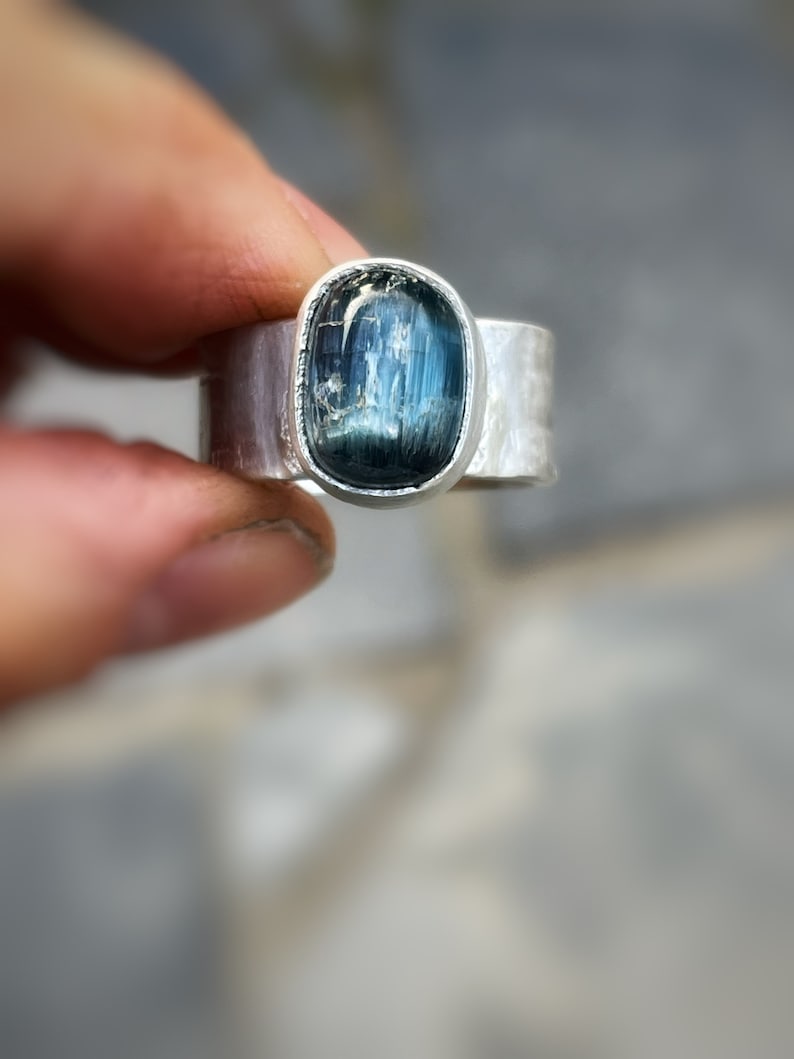 Blue Denim Tourmaline Custom Made Artisan Rings image 3