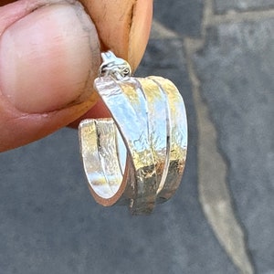 Textured Sterling Silver Ear Huggie Hoop Earring