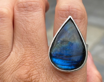 Labradorite Teardrop Custom Ring