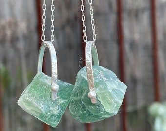 Green Fluorite Crystal Necklace Pendant