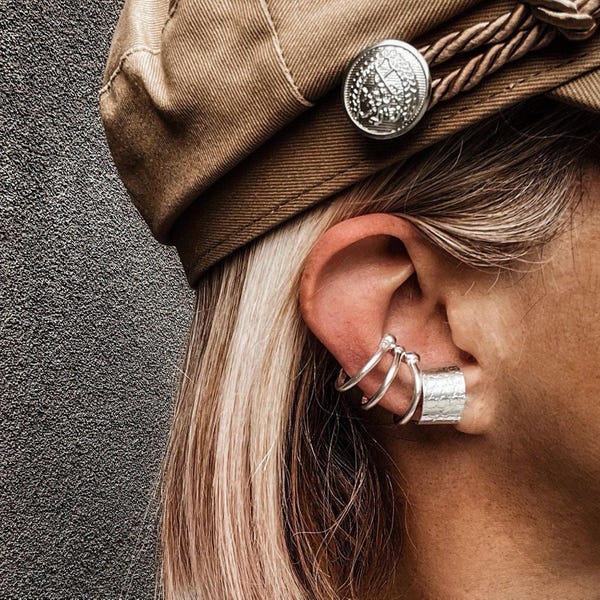 Triple Silver Ear Cuff Earring No Piercing