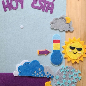 Felt Spanish Weather Board: Montessori Learning Toy