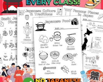 Zestaw arkuszy ćwiczeń „Wszystko o Japonii” | Ćwiczenia z kultury japońskiej | JLPT N5 – język japoński dla początkujących | Do druku w domu i w klasie | A4 PDF