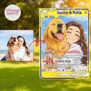 Custom Pet Trading Card, Personalized Pet Portrait Gift, Dog or Cat Memorial Card, Holographic Acrylic Card