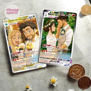 Custom Couple Card Gift, Personalized Anime-Inspired Love Card, Wedding or Anniversary Gift for Him or Her