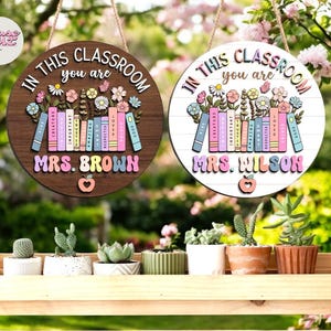 Personalized Teacher Door Sign, Classroom Welcome Sign, Back to School Gift
