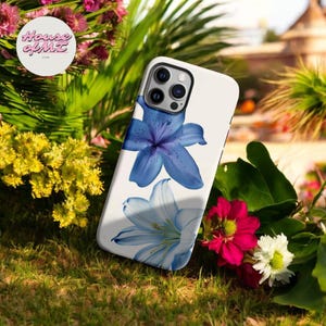 Hawaiian Blue Floral Phone Case – Artistic Tropical Hibiscus Cover for iPhone 11 to 16 | Cute Aesthetic Gift Idea