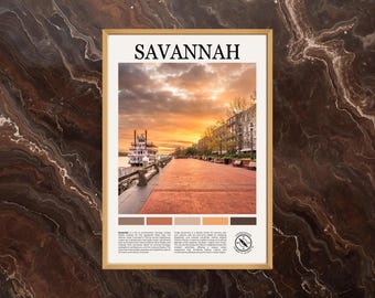 Póster de Savannah: Impresión de Savannah, Pintura de Savannah, Foto de Savannah, Póster de Georgia, Arte mural de Savannah, Impresión de póster de Savannah, Estado de Georgia