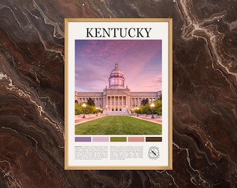 Poster del Kentucky: stampa del Kentucky, vernice del Kentucky, foto del Kentucky, arte murale del Kentucky, stampa del poster del Kentucky, Campidoglio dello Stato del Kentucky, Stati Uniti