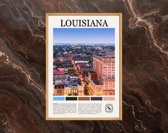 Póster de Luisiana: Impresión de Luisiana, Pintura de Luisiana, Foto de Luisiana, Arte mural de Luisiana, Impresión de póster de Luisiana, Estado de Luisiana, EE. UU.