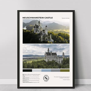 Neuschwanstein Castle Poster | Neuschwanstein Castle Print, Neuschwanstein Castle Wall Art, Europe Poster, Europe Painting, Bavaria, Germany