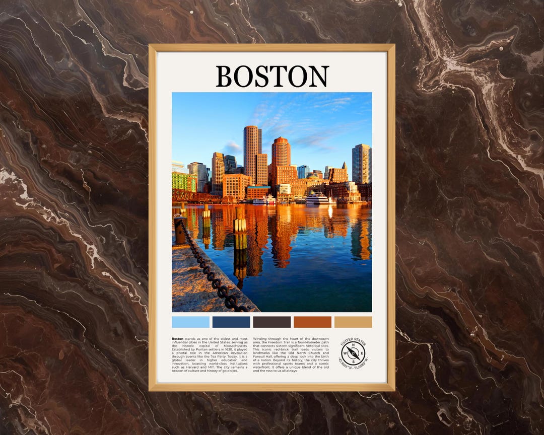 Boston Poster: USA Print, Boston Real Photo, Boston Paint, Boston Wall ...