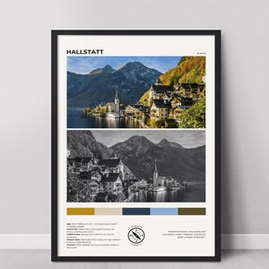 Hallstatt Poster | Hallstatt Black and White Print, Hallstatt Photo, Austria Printable Poster, Austria Paints, Hallstatt Village, Austria