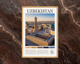 Póster de Uzbekistán: Impresión de Uzbekistán, Pintura de Uzbekistán, Foto de Uzbekistán, Arte mural de Uzbekistán, Póster de viaje de Uzbekistán, Decoración de Uzbekistán