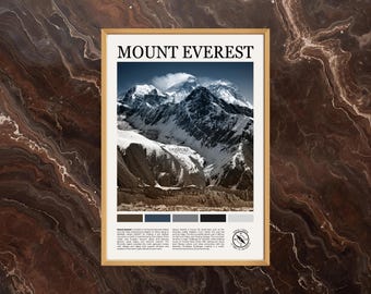 Poster del Monte Everest / Stampa del Monte Everest, Arte murale del Monte Everest, Foto del Monte Everest, Poster dell'Himalaya, Poster di montagna, Nepal, Tibet