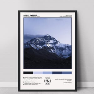 Mount Everest Poster | Mount Everest Print, Mount Everest Wall Art, Mount Everest Photo, Himalaya Poster, Mountain Poster, Nepal, Tibet