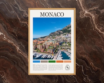 Affiche Monaco : impression Monaco, peinture Monaco, photo Monaco, art mural Monaco, affiche de voyage Monaco, impression affiche Monaco, décoration d'intérieur Monaco
