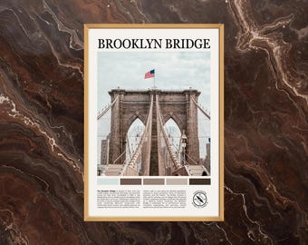 Póster del Puente de Brooklyn / Impresión del Puente de Brooklyn, Arte mural del Puente de Brooklyn, Foto del Puente de Brooklyn, Pintura del Puente de Brooklyn, Nueva York, EE. UU.