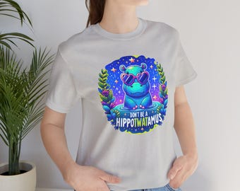 Camiseta de Hipopótamo | Hipopótamo engraçado, Coroa de Flores, Óculos de Sol