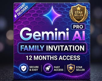 Google Gemini AI Pro 1-Year Access - Official Family Invitation | 5TB Cloud Storage | 12 Months Premium | No Password Needed | Safe & Fast