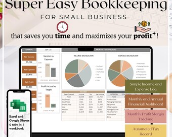 Super Easy Bookkeeping Spreadsheet Template - for busy small business owners v3 Sand