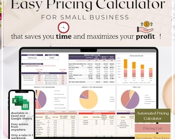 Super Easy Pricing Calculator Spreadsheet Template - for Small Business Owners v4 Purple
