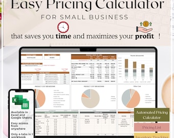 Super Easy Pricing Calculator Spreadsheet Template - for Small Business Owners v3 Sand