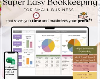 Super Easy Bookkeeping Spreadsheet Template - for busy small business owners v1