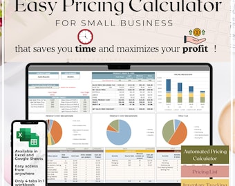 Super Easy Pricing Calculator Spreadsheet Template - for Small Business Owners v2 Blue